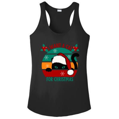 I Want A Cat For Christmas Xmas Cat Gift Ladies PosiCharge Competitor Racerback Tank