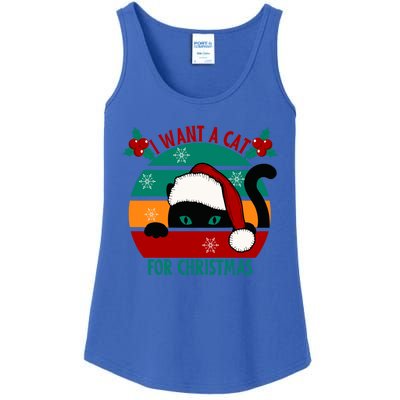 I Want A Cat For Christmas Xmas Cat Gift Ladies Essential Tank