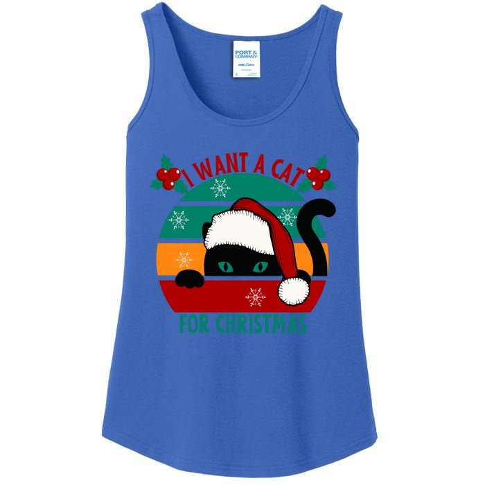 I Want A Cat For Christmas Xmas Cat Gift Ladies Essential Tank