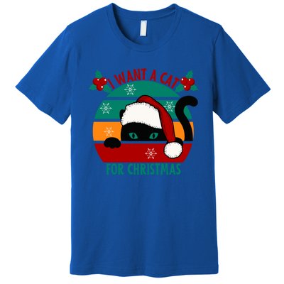 I Want A Cat For Christmas Xmas Cat Gift Premium T-Shirt