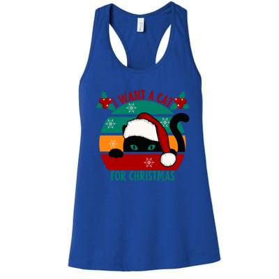 I Want A Cat For Christmas Xmas Cat Gift Women's Racerback Tank