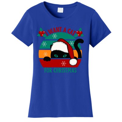 I Want A Cat For Christmas Xmas Cat Gift Women's T-Shirt