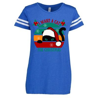 I Want A Cat For Christmas Xmas Cat Gift Enza Ladies Jersey Football T-Shirt