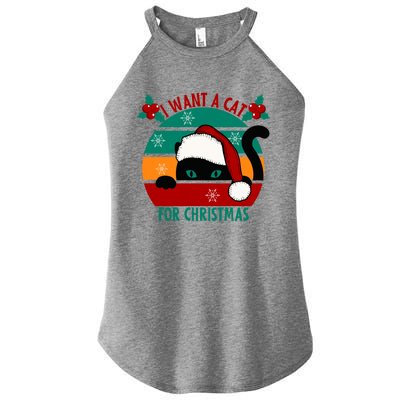 I Want A Cat For Christmas Xmas Cat Gift Women's Perfect Tri Rocker Tank