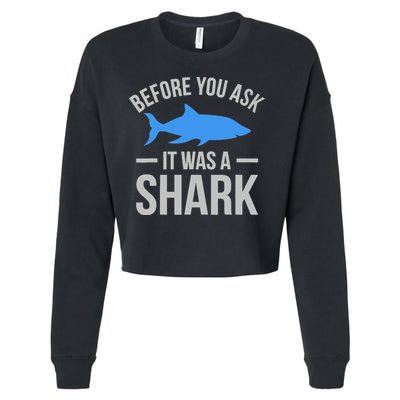 It Was A Shark Funny Amputee Prosthetic Surgery Graphic Cropped Pullover Crew