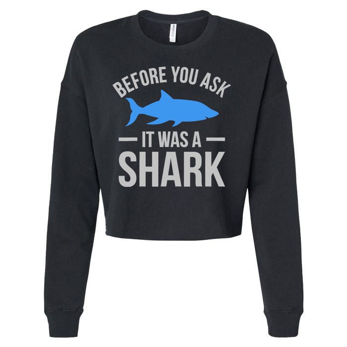 It Was A Shark Funny Amputee Prosthetic Surgery Graphic Cropped Pullover Crew