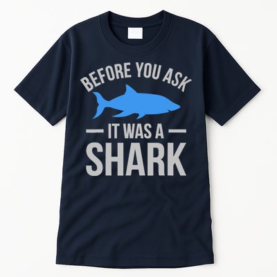 It Was A Shark Funny Amputee Prosthetic Surgery Graphic Tall T-Shirt