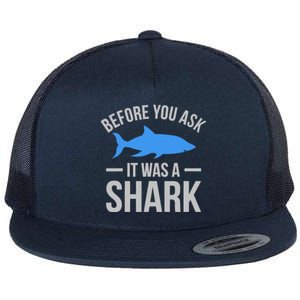 It Was A Shark Funny Amputee Prosthetic Surgery Graphic Flat Bill Trucker Hat