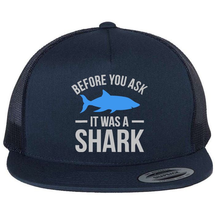 It Was A Shark Funny Amputee Prosthetic Surgery Graphic Flat Bill Trucker Hat