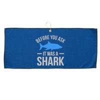 It Was A Shark Funny Amputee Prosthetic Surgery Graphic Large Microfiber Waffle Golf Towel