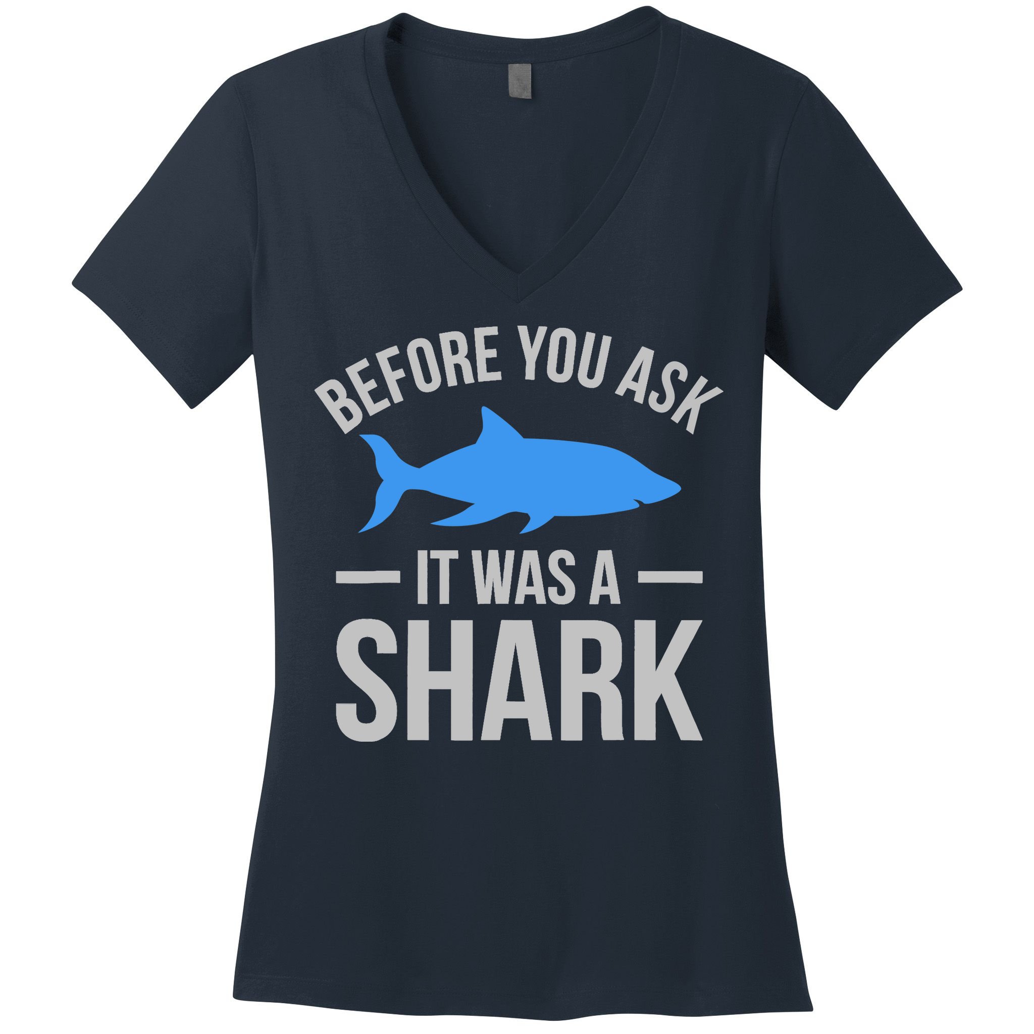 It Was A Shark Funny Amputee Prosthetic Surgery Graphic Women's V-Neck T-Shirt