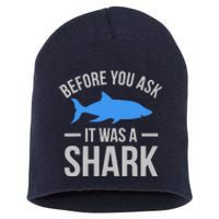 It Was A Shark Funny Amputee Prosthetic Surgery Graphic Short Acrylic Beanie