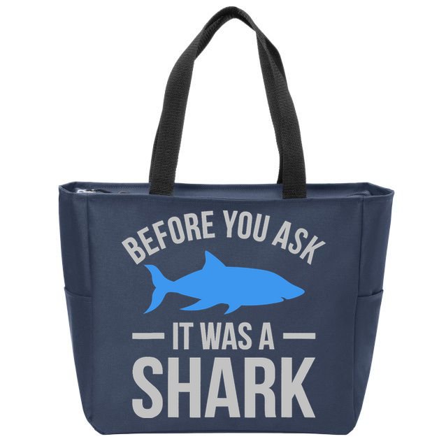 It Was A Shark Funny Amputee Prosthetic Surgery Graphic Zip Tote Bag