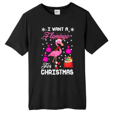 I Want A Flamingo For Christmas Pajama Holiday Xmas Funny Gift Great Gift Tall Fusion ChromaSoft Performance T-Shirt