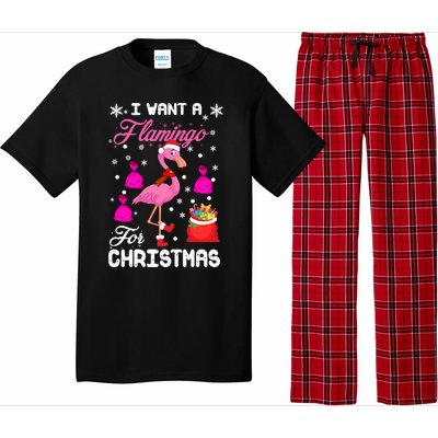 I Want A Flamingo For Christmas Pajama Holiday Xmas Funny Gift Great Gift Pajama Set