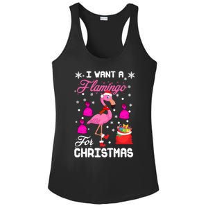 I Want A Flamingo For Christmas Pajama Holiday Xmas Funny Gift Great Gift Ladies PosiCharge Competitor Racerback Tank