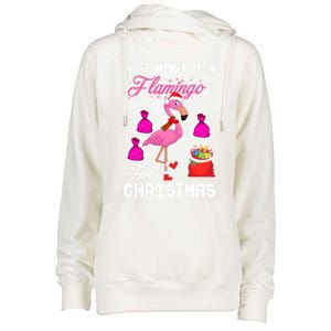 I Want A Flamingo For Christmas Pajama Holiday Xmas Funny Gift Great Gift Womens Funnel Neck Pullover Hood