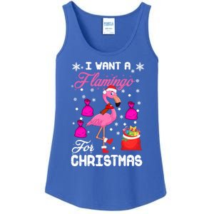 I Want A Flamingo For Christmas Pajama Holiday Xmas Funny Gift Great Gift Ladies Essential Tank