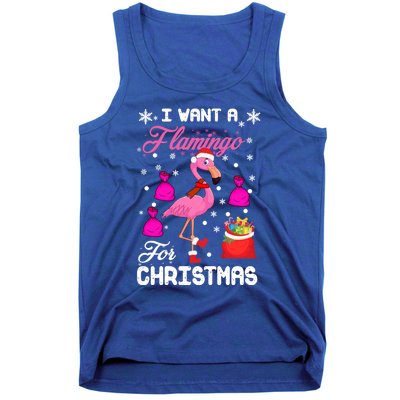 I Want A Flamingo For Christmas Pajama Holiday Xmas Funny Gift Great Gift Tank Top