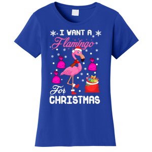 I Want A Flamingo For Christmas Pajama Holiday Xmas Funny Gift Great Gift Women's T-Shirt