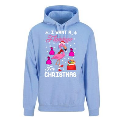 I Want A Flamingo For Christmas Pajama Holiday Xmas Funny Gift Great Gift Unisex Surf Hoodie