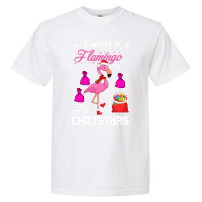 I Want A Flamingo For Christmas Pajama Holiday Xmas Funny Gift Great Gift Garment-Dyed Heavyweight T-Shirt