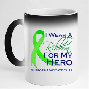 I Wear A Green For My Hero Bone Marrow Awareness 11oz Black Color Changing Mug