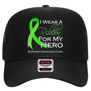 I Wear A Green For My Hero Bone Marrow Awareness High Crown Mesh Back Trucker Hat