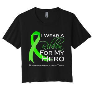 I Wear A Green For My Hero Bone Marrow Awareness Women's Crop Top Tee