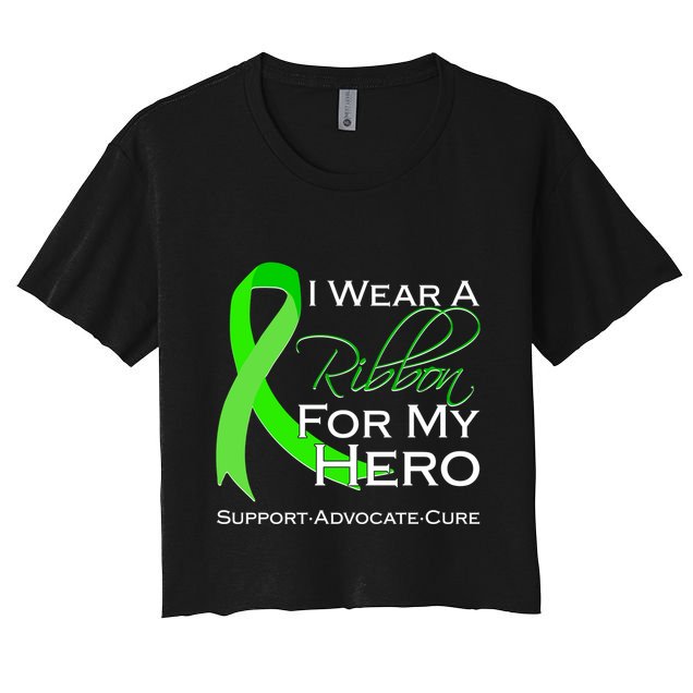 I Wear A Green For My Hero Bone Marrow Awareness Women's Crop Top Tee