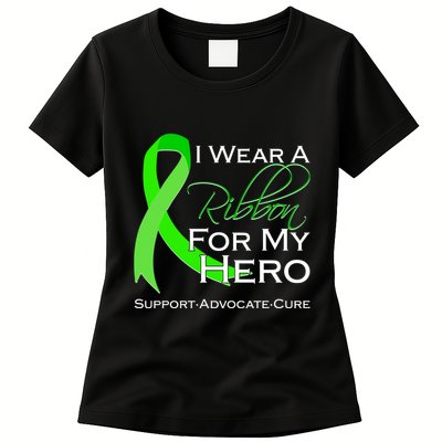 I Wear A Green For My Hero Bone Marrow Awareness Womens T-Shirt