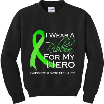 I Wear A Green For My Hero Bone Marrow Awareness Kids Sweatshirt
