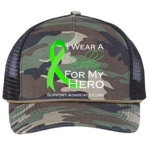 I Wear A Green For My Hero Bone Marrow Awareness Retro Rope Trucker Hat Cap