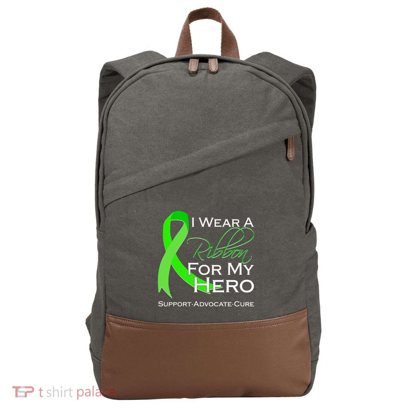 I Wear A Green For My Hero Bone Marrow Awareness Cotton Canvas Backpack