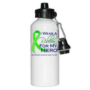 I Wear A Green For My Hero Bone Marrow Awareness Aluminum Water Bottle