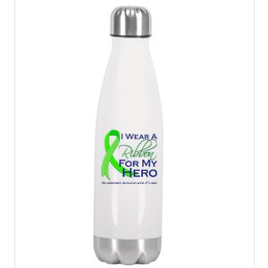 I Wear A Green For My Hero Bone Marrow Awareness Stainless Steel Insulated Water Bottle