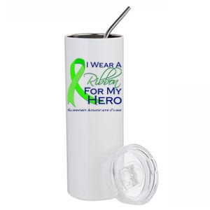 I Wear A Green For My Hero Bone Marrow Awareness Stainless Steel Tumbler