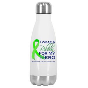 I Wear A Green For My Hero Bone Marrow Awareness Stainless Steel Insulated Water Bottle