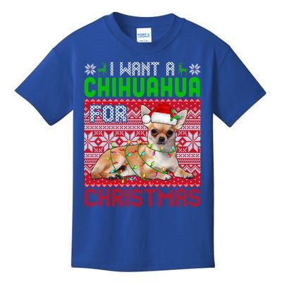 I Want A Chihuahua For Christmas Santa Dog Lover Owner Cute Gift Kids T-Shirt