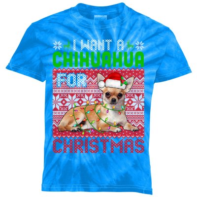 I Want A Chihuahua For Christmas Santa Dog Lover Owner Cute Gift Kids Tie-Dye T-Shirt