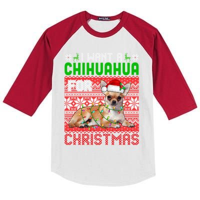 I Want A Chihuahua For Christmas Santa Dog Lover Owner Cute Gift Kids Colorblock Raglan Jersey