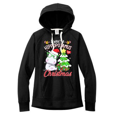 I Want A Hippopotamus For Christmas Xmas Hippo Women's Fleece Hoodie