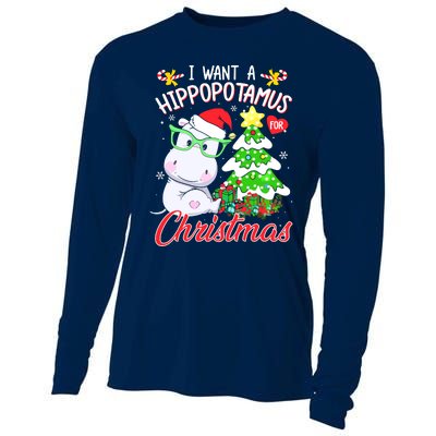 I Want A Hippopotamus For Christmas Xmas Hippo Cooling Performance Long Sleeve Crew