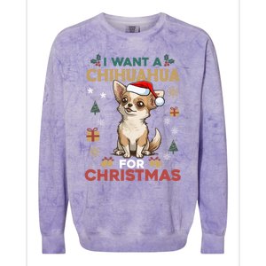 I Want A Chihuahua For Christmas Cute Dog Lover Pajama Xmas Gift Colorblast Crewneck Sweatshirt