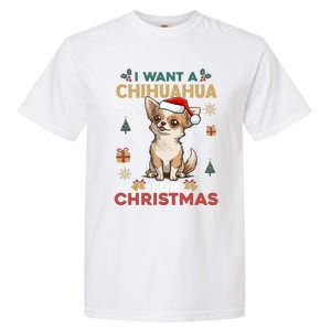 I Want A Chihuahua For Christmas Cute Dog Lover Pajama Xmas Gift Garment-Dyed Heavyweight T-Shirt