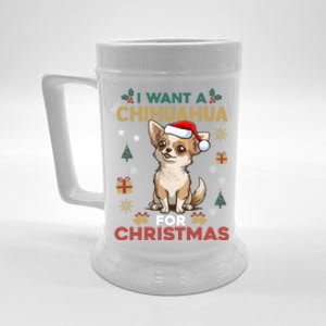 I Want A Chihuahua For Christmas Cute Dog Lover Pajama Xmas Gift Beer Stein