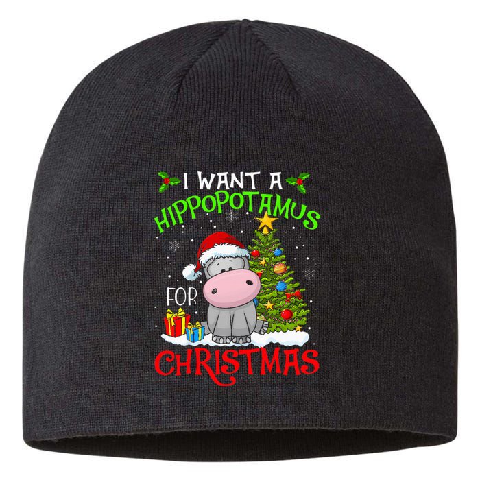 I Want A Hippopotamus For Christmas Xmas Hippo Sustainable Beanie