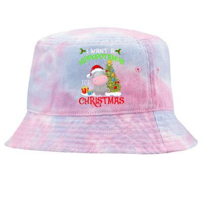 I Want A Hippopotamus For Christmas Xmas Hippo Tie-Dyed Bucket Hat