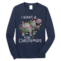 I Want A Hippopotamus For Christmas Xmas Hippo Lover Funny Long Sleeve Shirt