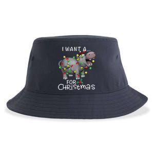 I Want A Hippopotamus For Christmas Xmas Hippo Lover Funny Sustainable Bucket Hat